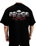 Back Printed Five Skull Oversized Tshirt