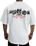 Back Printed Five Skull Oversized Tshirt