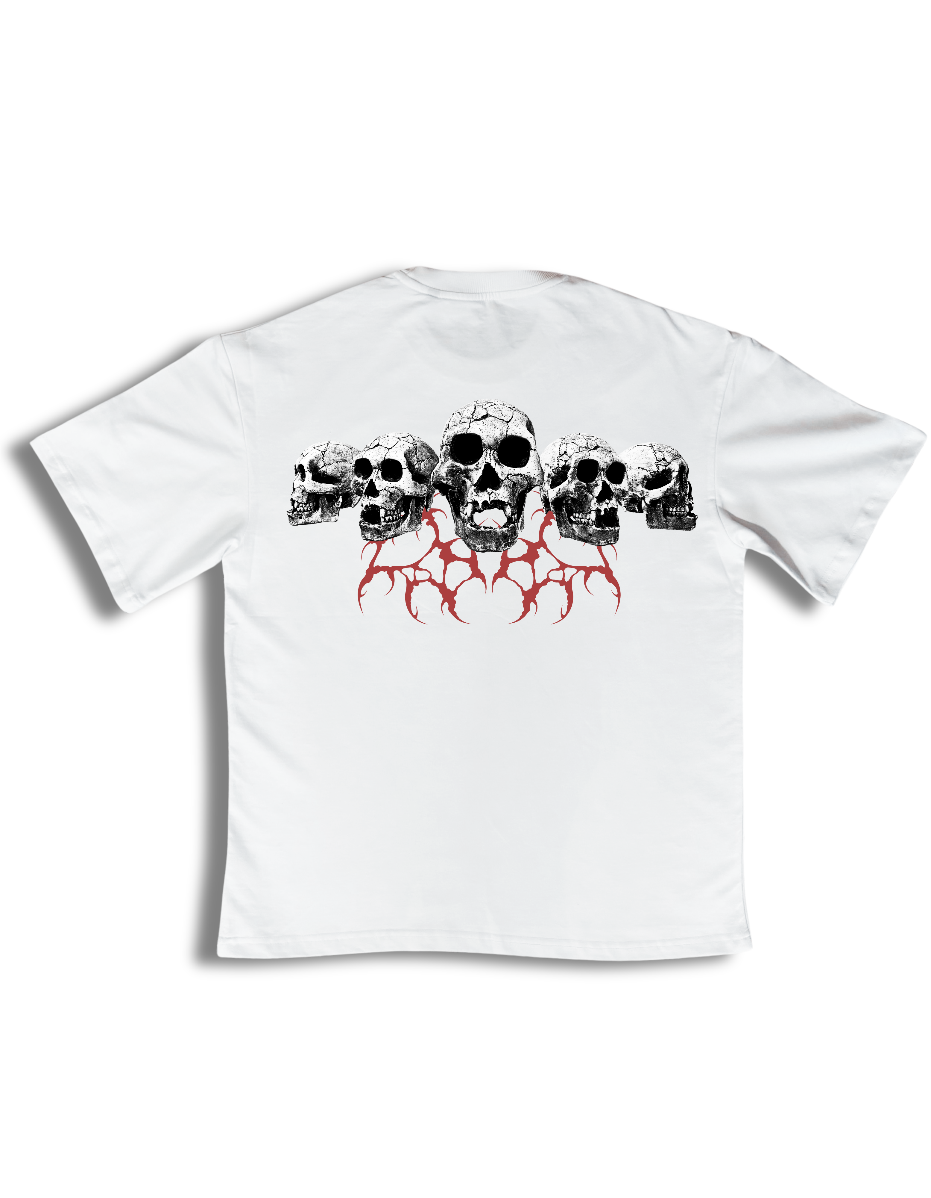 Back Printed Five Skull Oversized Tshirt